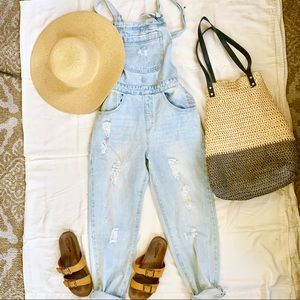 Light wash overalls
